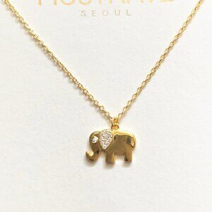 MUSTHAVE Gold Plated Zircon Elephant Pendant Short Necklace